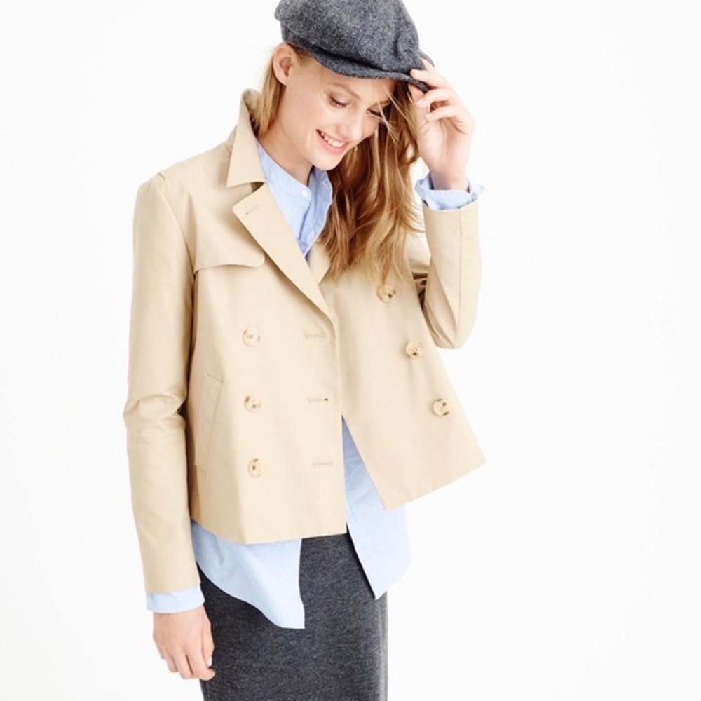 00 J.Crew Japanese Khaki Swing Crop Trench Coat Tan